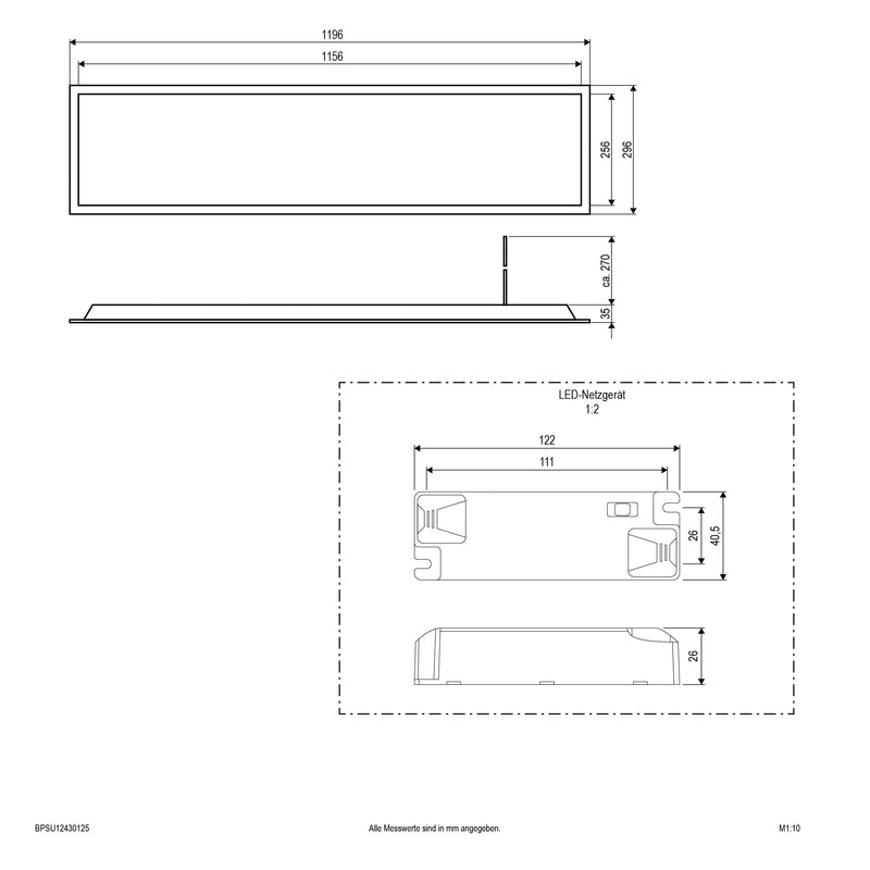 EVN Lichttechnik - Decken-/Wandleuchte LED-Einbaupanel BPSU12430125