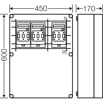 Hensel - Sicherungslasttrennschalter mit Gehäuse Mi-NH-Sich.lasttr.gehäuse Mi 6667 3x3xNH00, 630A, 5p