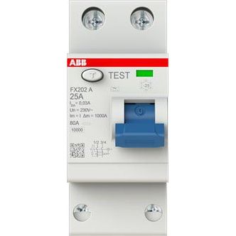 ABB Stotz S&J - Fehlerstrom-Schutzschalter FI-Schutzschalter FX202 A-25/0.03 2P, 25A, 30mA