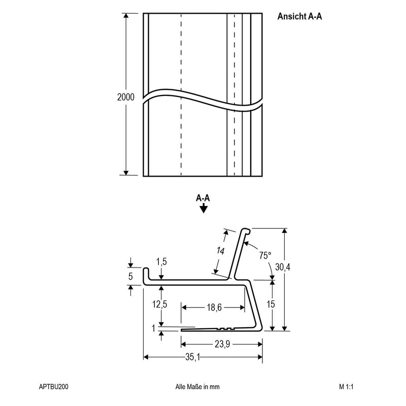 EVN Lichttechnik - Mechanisches Zubehör/Ersatzteile für Leuchten Trockenbauprofil APTBU200 für LED-Stripes