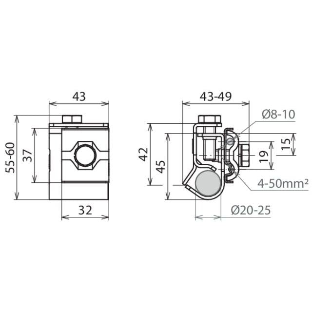 DEHN - Anschlussklemme für Stab-/Tiefenerder Anschlussklemme AK810AQ450TE2025V4A f. Tiefenerder