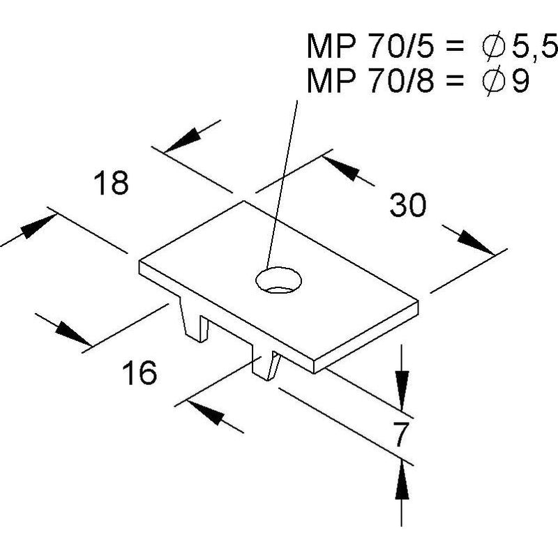 Niedax - Montageplatte für Kabeltragsystem Montageplatten MP 70/8 − 50 Stück