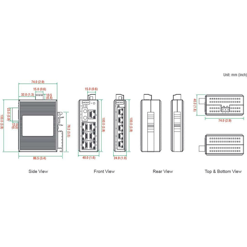 MOXA - Netzwerk Switch MOXA Ethernet Switch EDS-205 5x 10/100BaseT(X) − 1 Stück