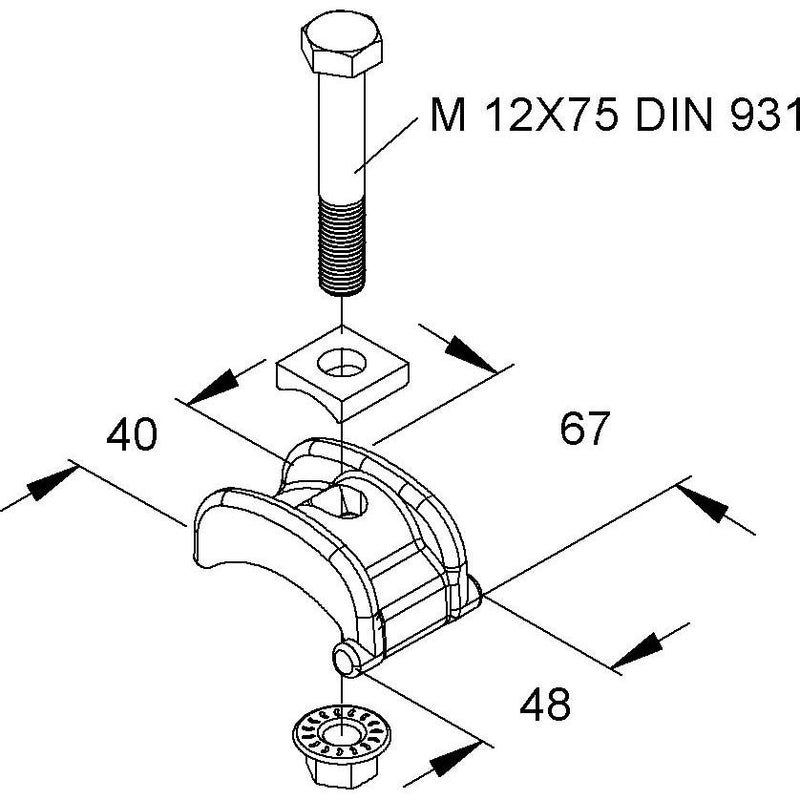 Niedax - Befestigungselement für Stiel/Profilschiene Spannpratze SPPM 30 F (1Paar) − 1 Packung