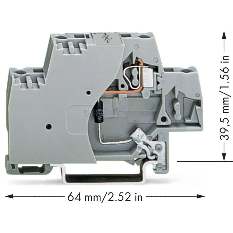 WAGO - Bauelement-Reihenklemme Bauelementklemme 280-502/281-593 auf Tragschiene,grau