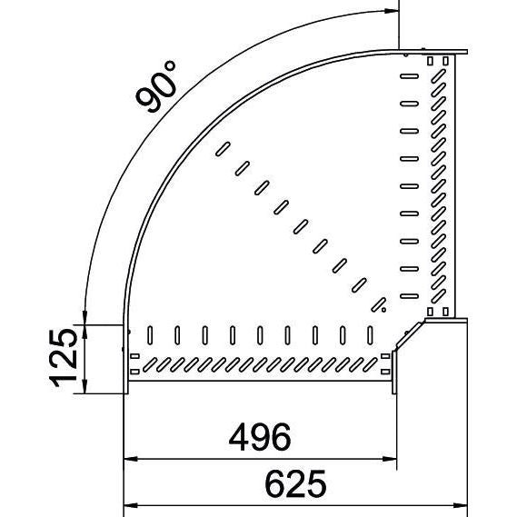OBO Bettermann - Bogen für Kabelrinne Bogen 90 Grad RB 90 150 FS 110x500 bandverzinkt