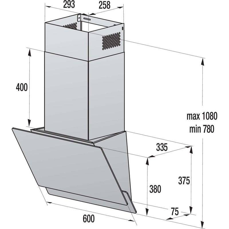 Gorenje - Dunstabzugshaube Kaminhaube kopffrei W6TB 60cm,sw