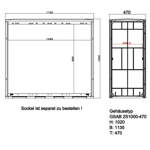 GSAB Elektrotechnik - Gehäuse/Schaltschrank (leer) Normkabelverteilerschrank 2S1000-470MDSPIMC HxBxT:1020x1135x470