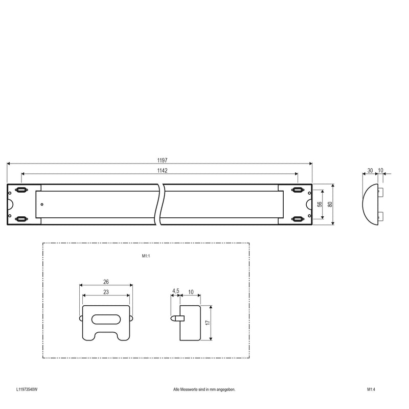 EVN Lichttechnik - Lichtleiste LED-Anbauleuchte L11973540W nw 4000K 230V 110° IP20