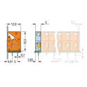 WAGO - Leiterplattenklemme Anreihbar.Leiterplattenkl. 741-914 Drücker,2,5mm²,or − 600 Stück