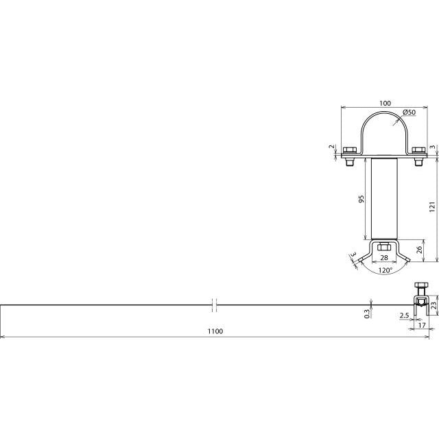 DEHN - Befestigungsschelle für Kabel/Rohre Befestigungsschelle BSD50DS90SB50.300V2A f. Rohre D 50mm