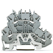 WAGO - Schutzleiter-Reihenklemme Doppelstockklemme 2002-2228 2,5 mm²,grau − 50 Stück