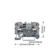 WAGO - Durchgangs-Reihenklemme 2-Leiter-Durchgangsklemme 2204-1201 4qmm, grau