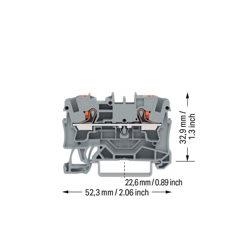 WAGO - Durchgangs-Reihenklemme 2-Leiter-Durchgangsklemme 2204-1201 4qmm, grau