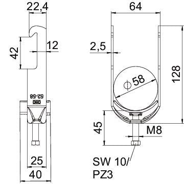 OBO Bettermann - Bügelschelle BS-W1-K-58 ALU 52-58mm − 50 Stück
