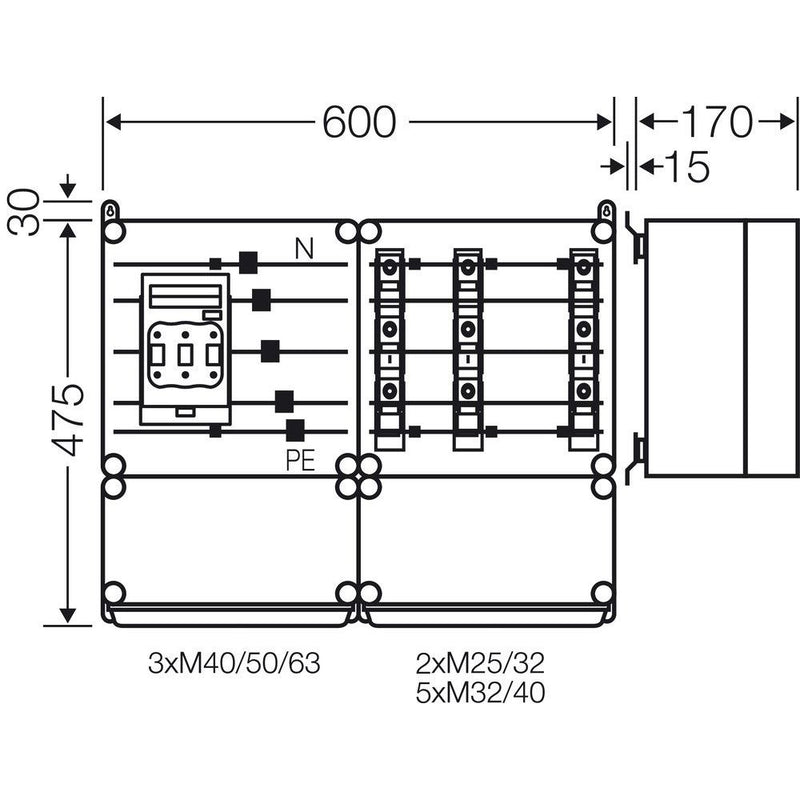 Hensel - Sicherungskasten PV-Wechselrichter-Sammler Mi PV 5311 70kVA
