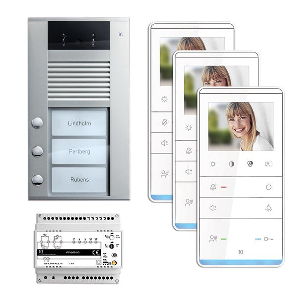 TCS Tür Control - Türsprech-Set Videosprechanlgenset color PVE16030-0010 3 Tasten AP,Freispr