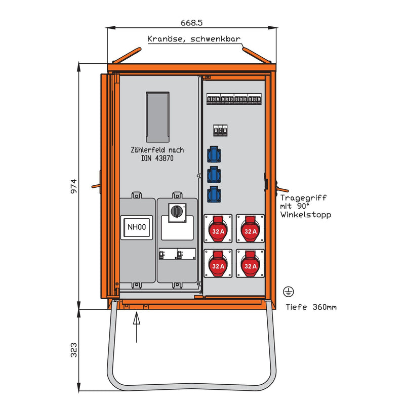 Walther Werke - Baustromverteiler Anschlussverteilerschrank WAV0316CR1 69kVA f.Container