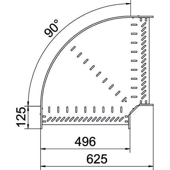 OBO Bettermann - Bogen für Kabelrinne Bogen 90 Grad RB 90 650 FT 60x500 Stahl
