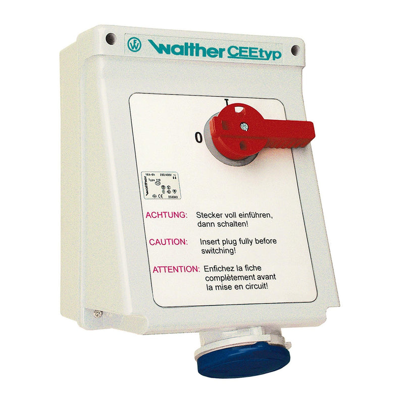Walther Werke - CEE-Steckdose abschaltbar, abgesichert (IEC 60309) Wandsteckdose 32A AD130309 3P 400V 9h IP44 − 1 Stück
