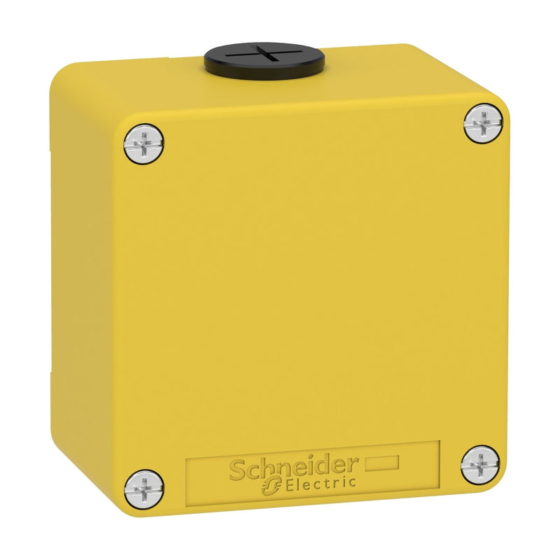 Schneider Electric - Gehäuse für Befehls- und Meldegeräte Leergehäuse XAP, Metall XAPK11 gelb, für Not-Aus/Ha