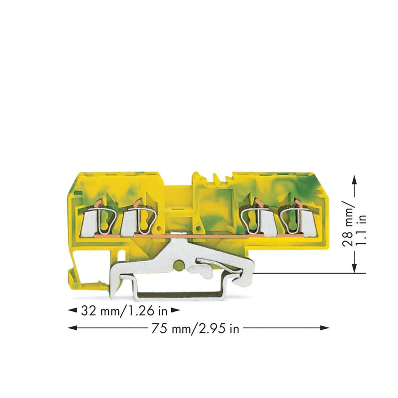 WAGO - Schutzleiter-Reihenklemme 4-Leiter-Schutzleiterklem. 280-677/999-950 Ex e II geeignet − 100 Stück