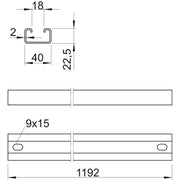 OBO Bettermann - Stiel/Profilschiene Profilschiene MS4022P1192FT 1192x40x22,5, St, FT