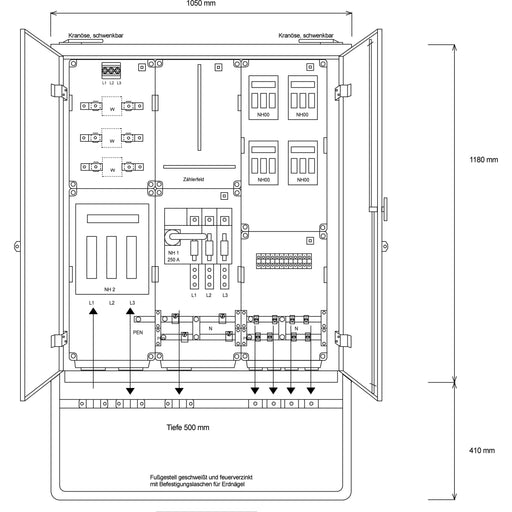 Steidele-Stromvert. - Baustromverteiler Anschluss-Schrank A 250/4 − 1 Stück by Steidele-Stromvert.
