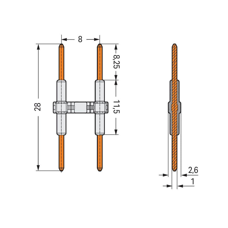 WAGO GmbH & Co. KG - Zubehör/Ersatzteile für Klemmen Verbindungselement 2060-962/028-000 Maß 8mm,2-polig,ws − 375 Stück