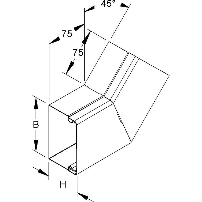Niedax - Flachwinkel für Leitungführungskanal Flachwinkel 45 Grad LUWB 60.060 E3 − 1 Stück
