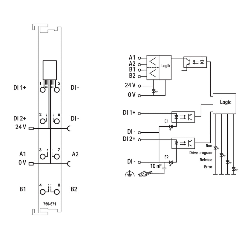 WAGO - Feldbus, Dez. Peripherie - Funktions-/Technologie-Modul Steppercontroller 750-671 24V/1,5A 2IN