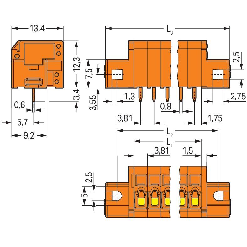 WAGO - Leiterplattenklemme 739-334/001-000 1,5mm² − 35 Stück