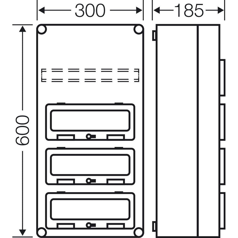 Hensel - Installationskleinverteiler Automatengehäuse Mi 1443 36TE m.3Klappdeckeln