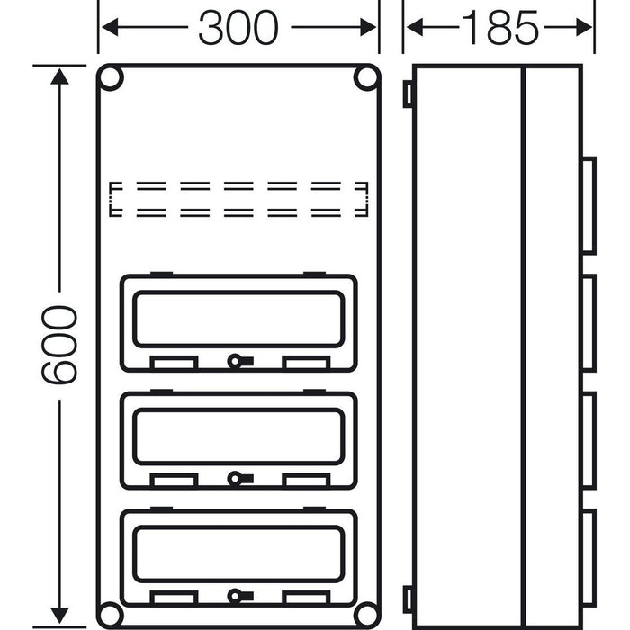 Hensel - Installationskleinverteiler Automatengehäuse Mi 1443 36TE m.3Klappdeckeln − 1 Stück
