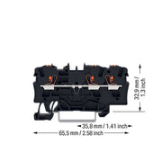 WAGO - Durchgangs-Reihenklemme 3L-Durchgangsklemme 2204-1305 4 qmm, sw − 50 Stück