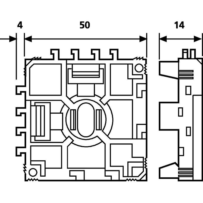 HellermannTyton - Befestigungssystem für Schienenverteiler Befestigunggsblock HTWD-RB 50x50x14mm − 25 Stück