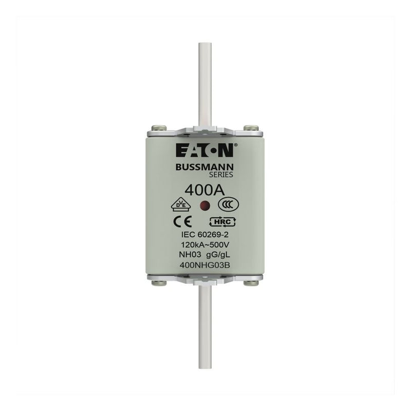 Eaton - Messersicherung Sicherungseinsatz Nieders. NH FUSE 40#400NHG03B 400A AC 500V 120kA − 3 Stück