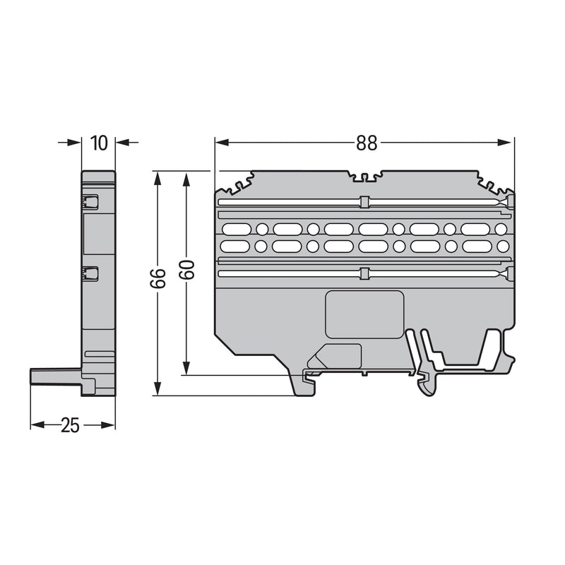 WAGO - Zubehör/Ersatzteile für Klemmen Multimontageadapter 209-148 25 mm breit,grau − 25 Stück