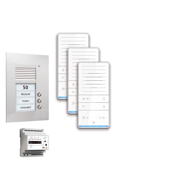 TCS Tür Control - Türsprech-Set audio:pack Unterputz f.3WE PAUF031/001 m. Außenstation PUK
