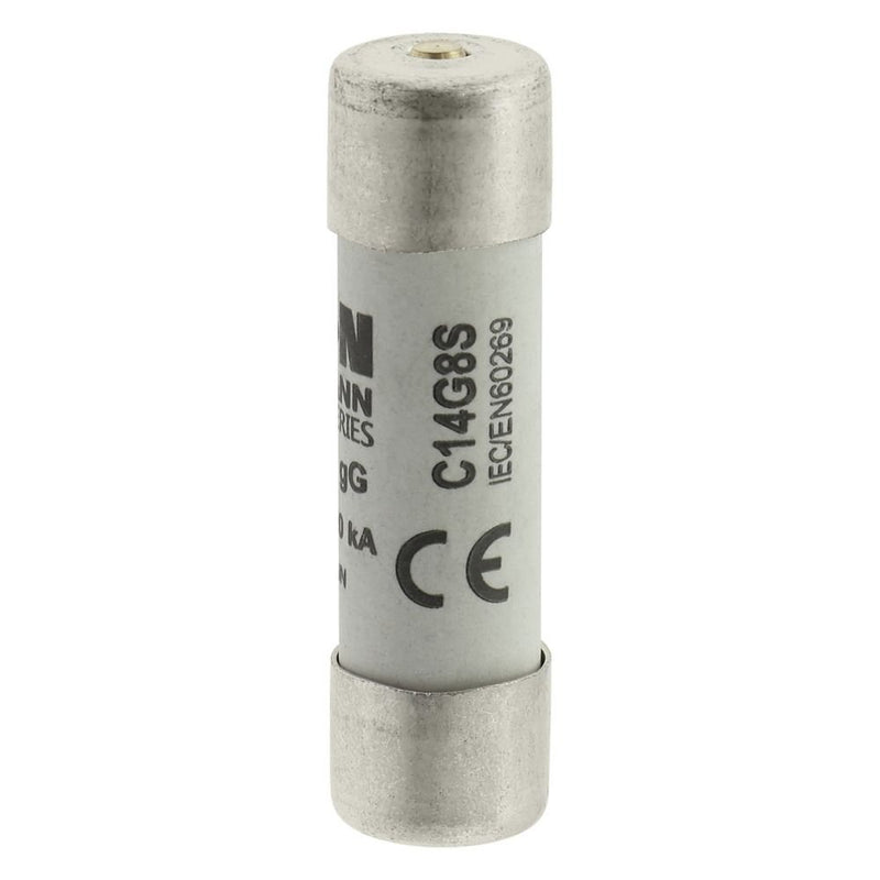 Eaton - Zylindrische Sicherung Sicherungseinsatz Nieders. CYL GG 14,#C14G8S 8A AC 500V 120kA − 10 Stück