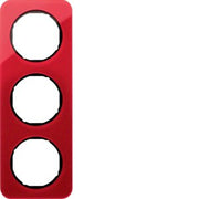Berker - Abdeckrahmen Rahmen 3-fach 10132344 rot transp./sw glanz