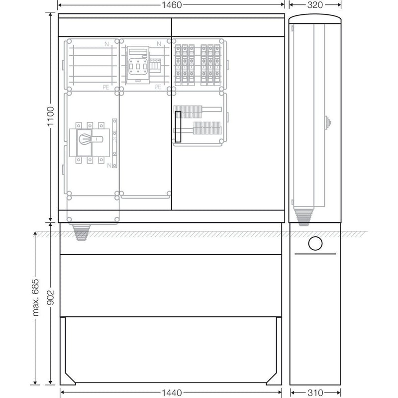 Hensel - Verteilerschrank für Energieversorgung Ladeverteiler Mi EV 11kW 6011 f.6 Ladep. a 11kW