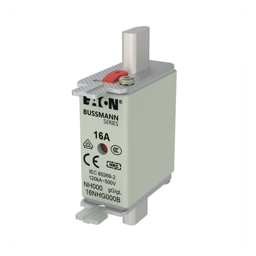 Eaton - Messersicherung Sicherungseinsatz Nieders. NH FUSE 16#16NHG000B 16A AC 500V 120kA − 3 Stück