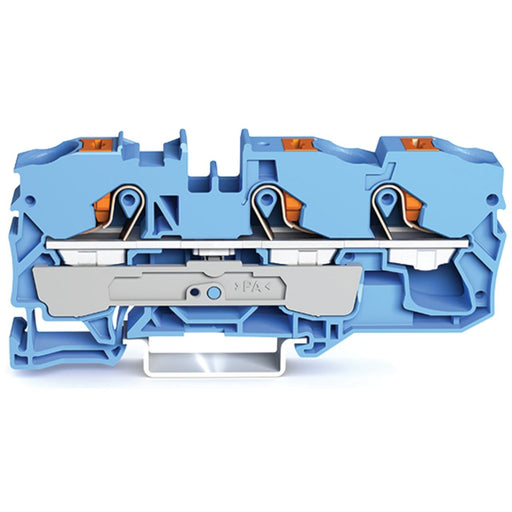 WAGO GmbH & Co. KG - Durchgangs-Reihenklemme 3-Leiter-Durchgangsklemme 2210-1304 10qmm, blau − 25 Stück