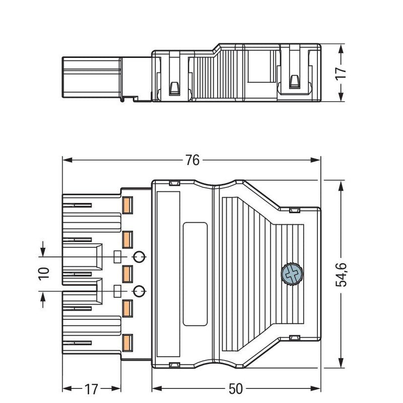 WAGO - Steckverbinder für steckbare Gebäudeinstallation Stecker 770-135 2x0,5-4mmq weiß − 25 Stück