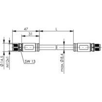 Telegärtner - Konfektionierte Leitung für steckbare Gebäudeinstallation STX M12x1-M12x1 VL 100017142 X-kod. Cat.6A(IEC)