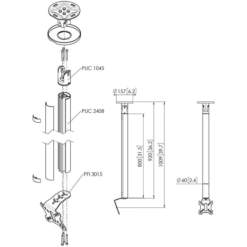 Vogels - Halterung für Audio-/Videosysteme Einzelprofil VESA 100X100 CT240811 si Connect-It,80cm