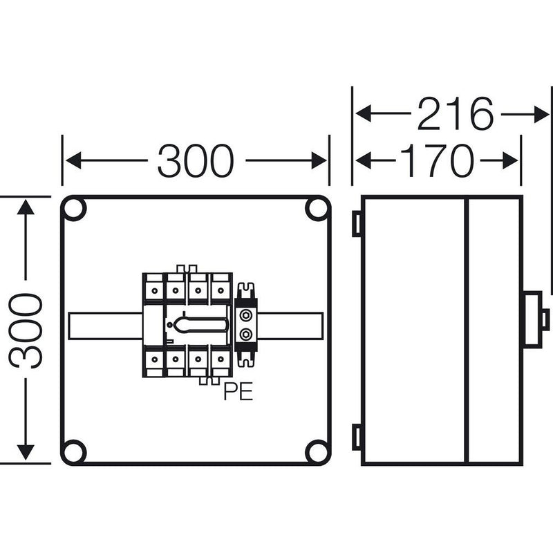 Hensel - Lasttrennschalter Mi-Lastschaltergehäuse Mi 7216 125A, 4polig + PE