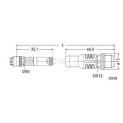 WAGO - Konfektioniertes Sensor-Aktor-Kabel Sensor-/Aktorleitung M8Bu. 756-5507/030-020 axial,M12A-St.,axial