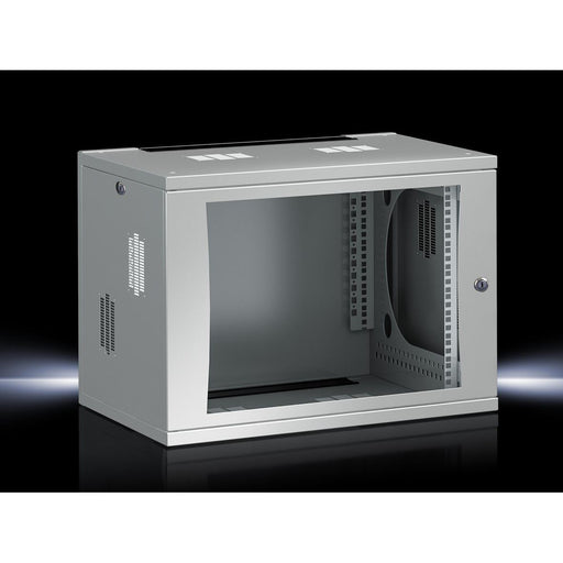 Rittal - Netzwerkgehäuse FlatBox 9HE, BxT600x600mm DK 7507.110 19"-Profilschienen